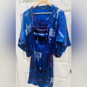 Backless Blue and Purple Abstract Dress
